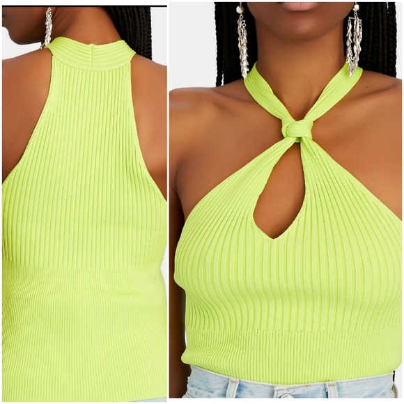Jonathan Simkhai Tops - Jonathan Simkhai Andrea Rib Halter in Lime